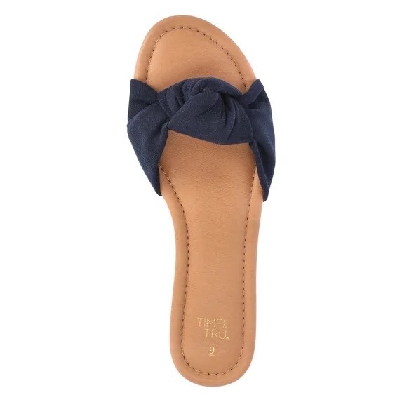 Navy Blue Knot Slide Sandals Women’s 8 Knotted Casual Flat Vacation Summer New