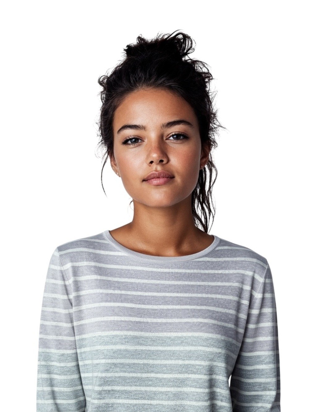 Charlie Paige Gray and Black Striped Midi Dress