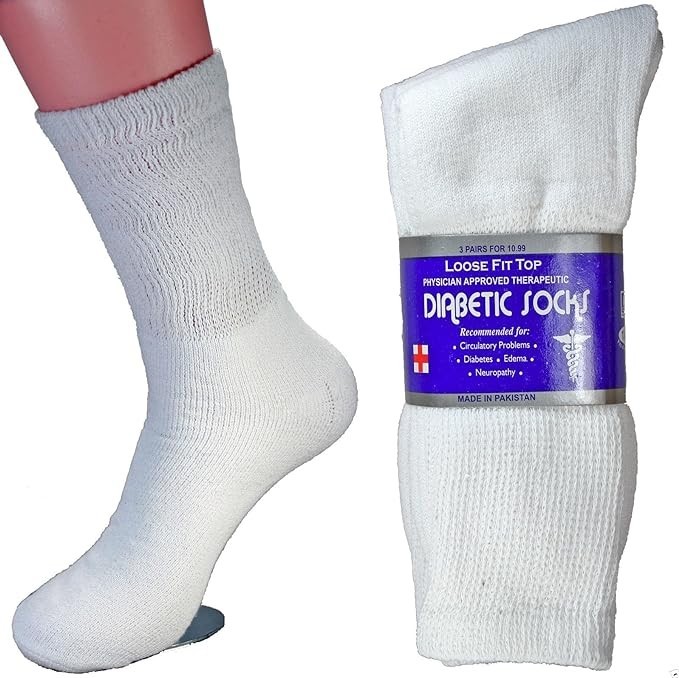 L&M LM 12 Pairs Diabetic Crew Socks Unisex 9-11, 10-13, 13-15 Black Grey White