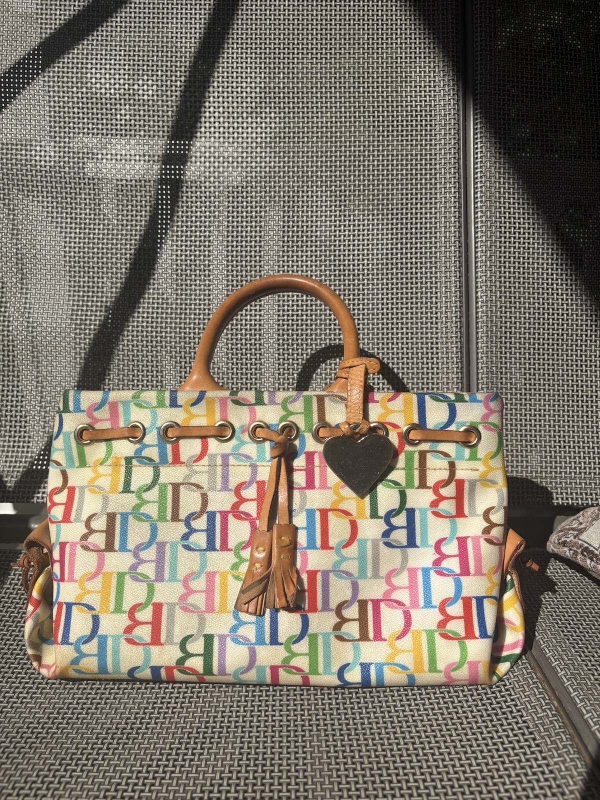 Dooney & Bourke Multicolor Monogram Tote with Double Handles Tassel