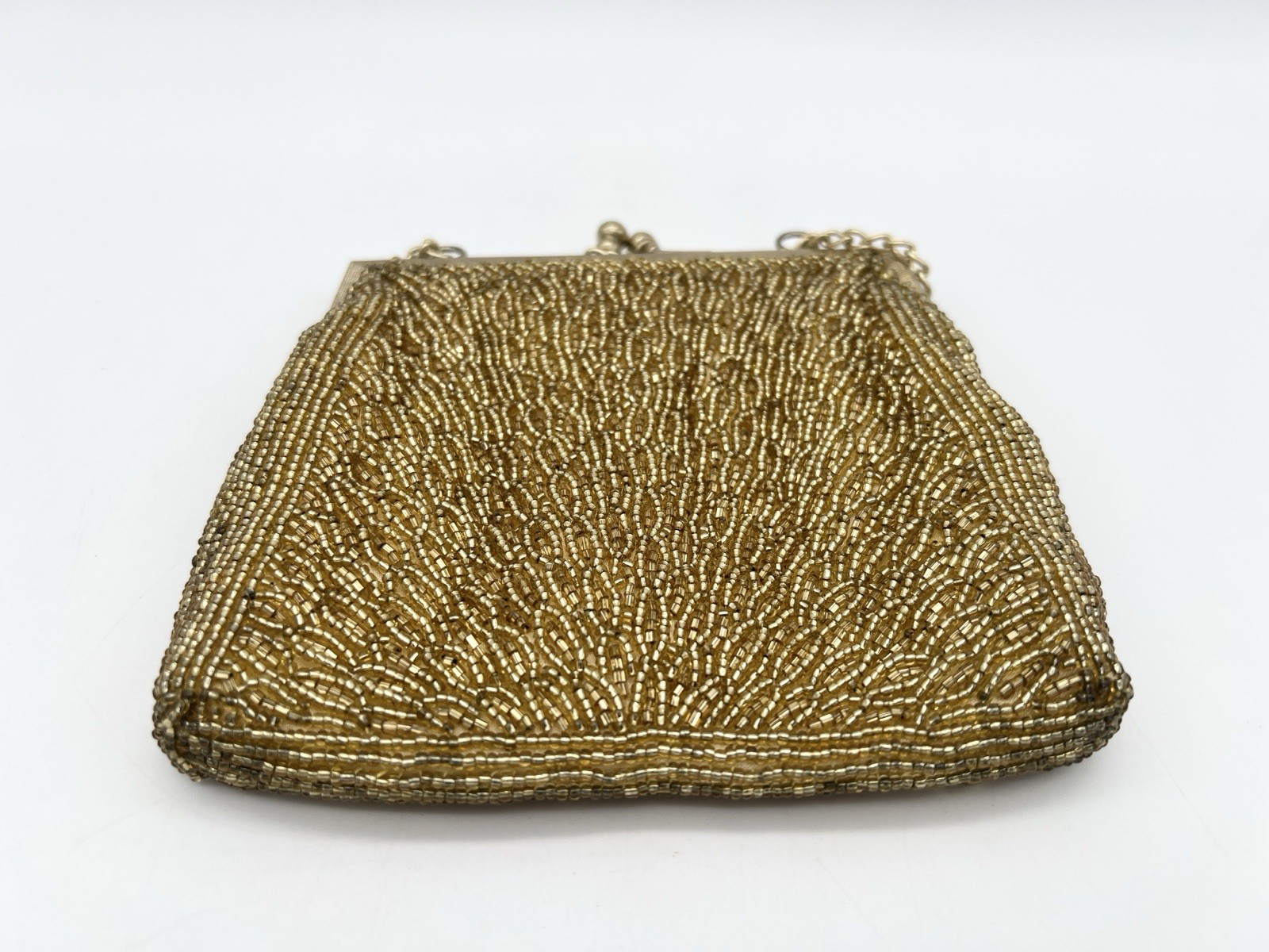 Vintage Walborg Gold Beaded Evening Purse Hong Kong Cocktail Handbag