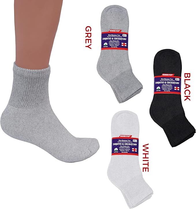 Wholesale Lot Men Diabetic Ankle Socks Grey Health Circulatory 9-11 10-13 13-15