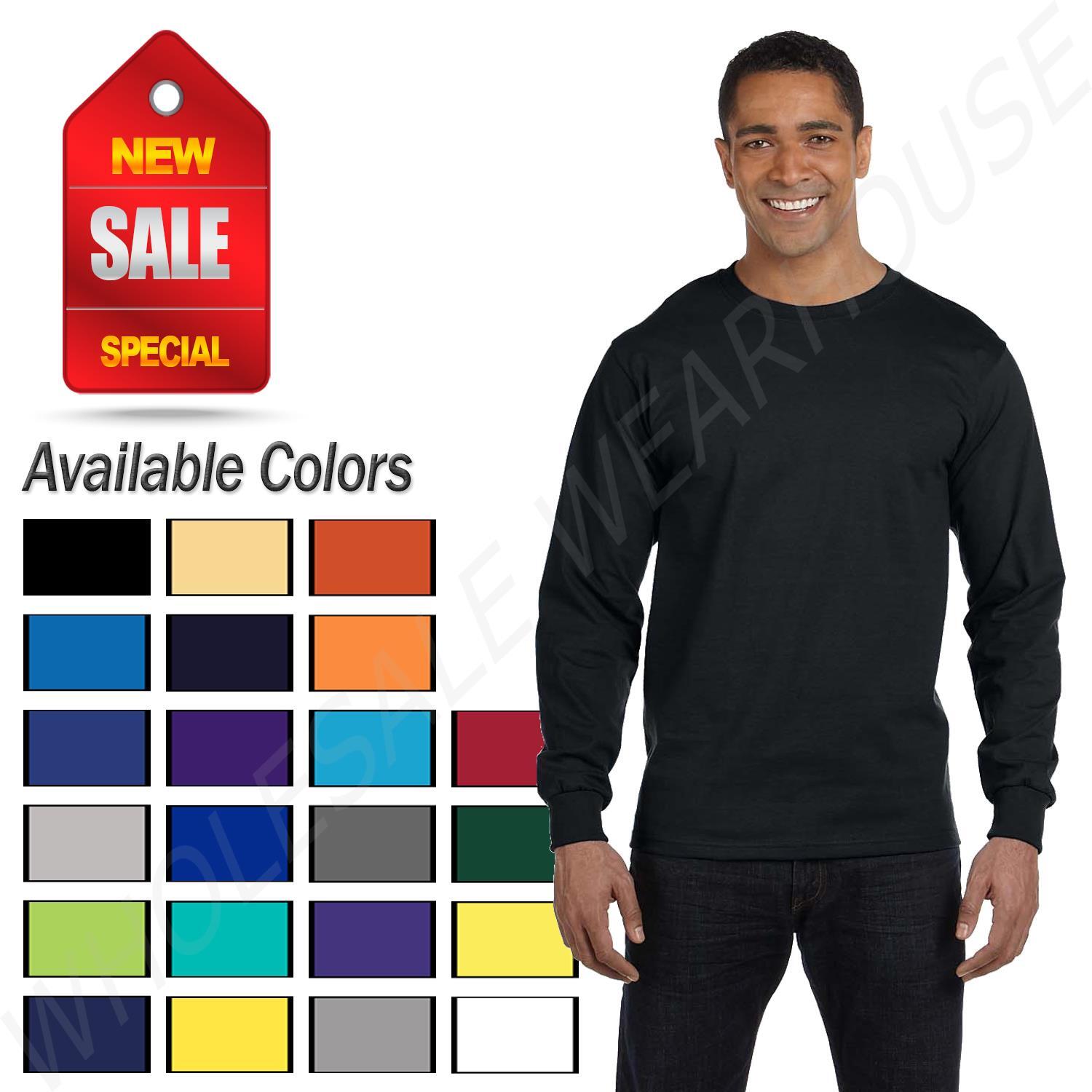 Hanes Men’s ComfortSoft Essential-T 100% Cotton Long Sleeve S-3XL T-Shirt R5286
