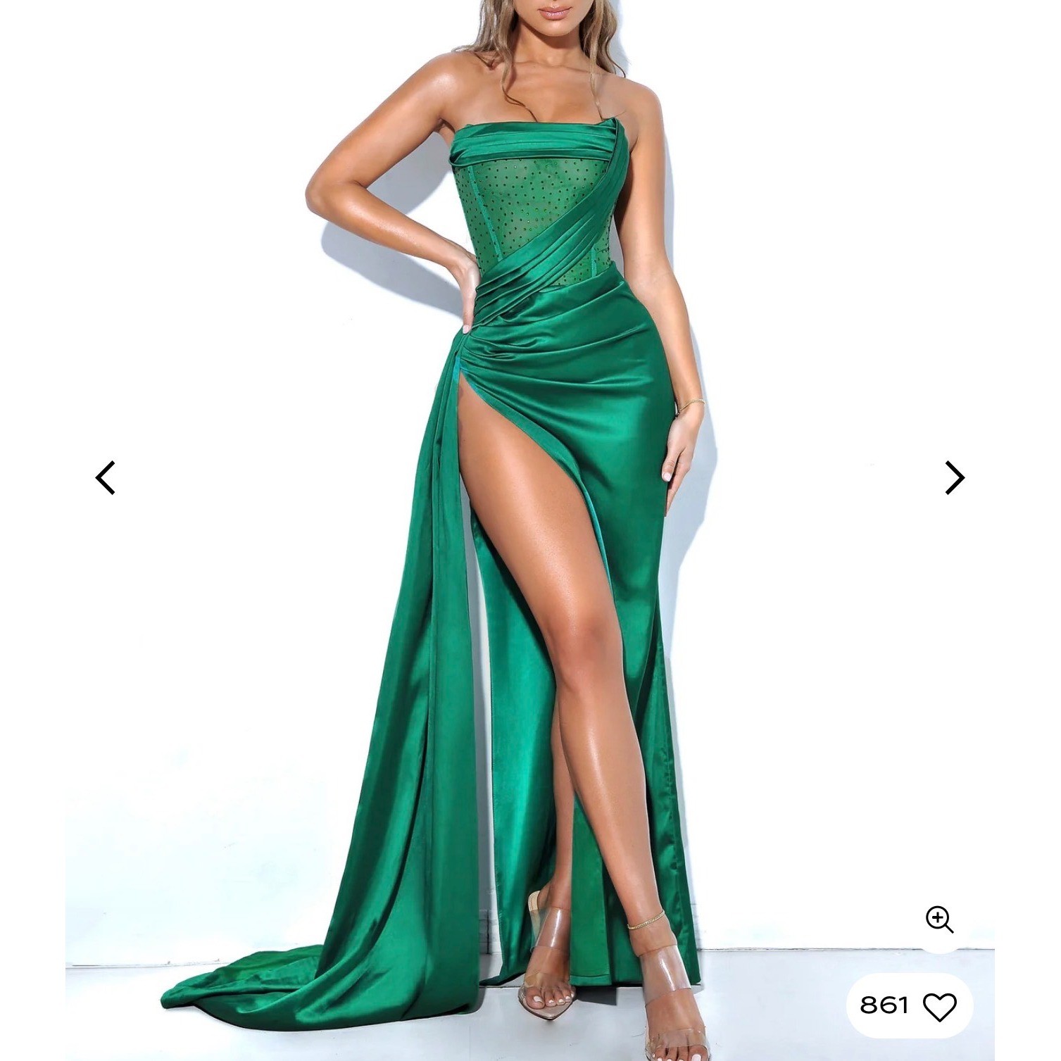 Mrs. Circle L Holly Green Crystallized Corset Dress Evening Gown Regency Prom