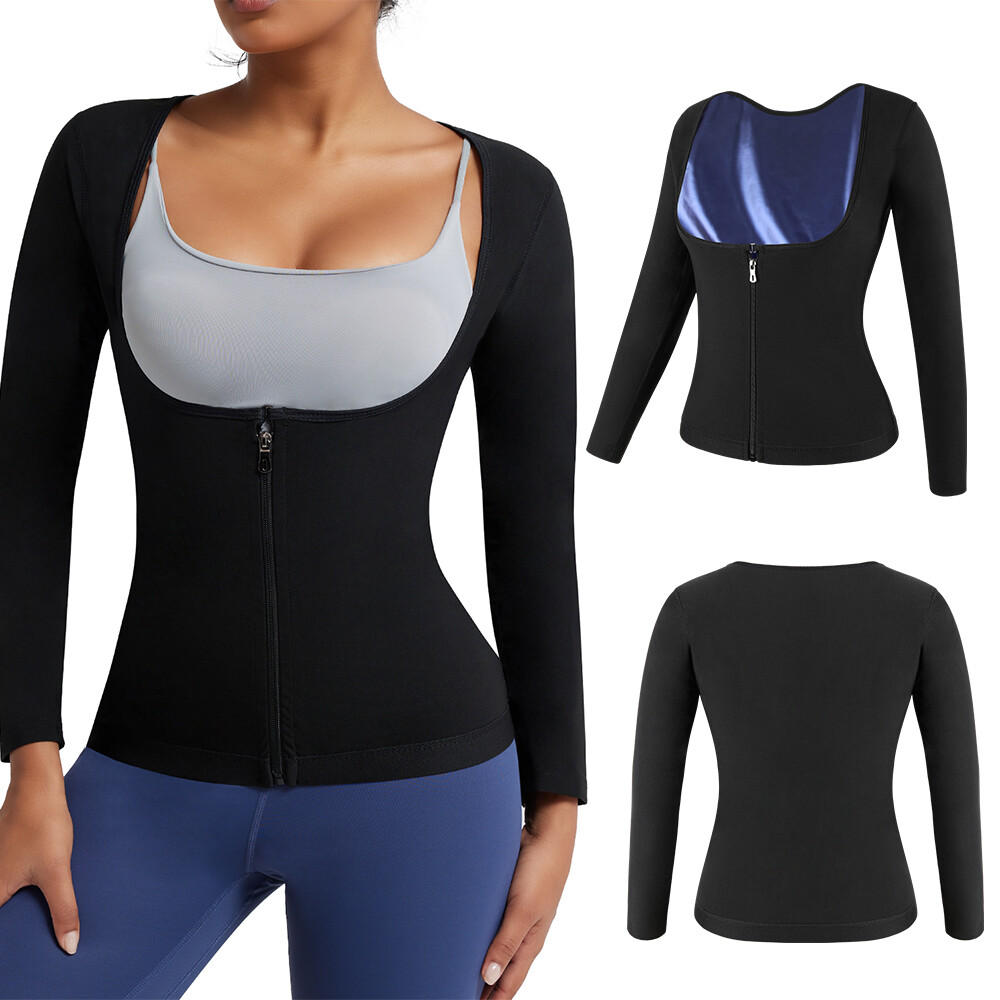 Women Sauna Suits Shirt Weight Loss Waist Trainer Sweat Vest Workout Tank Top