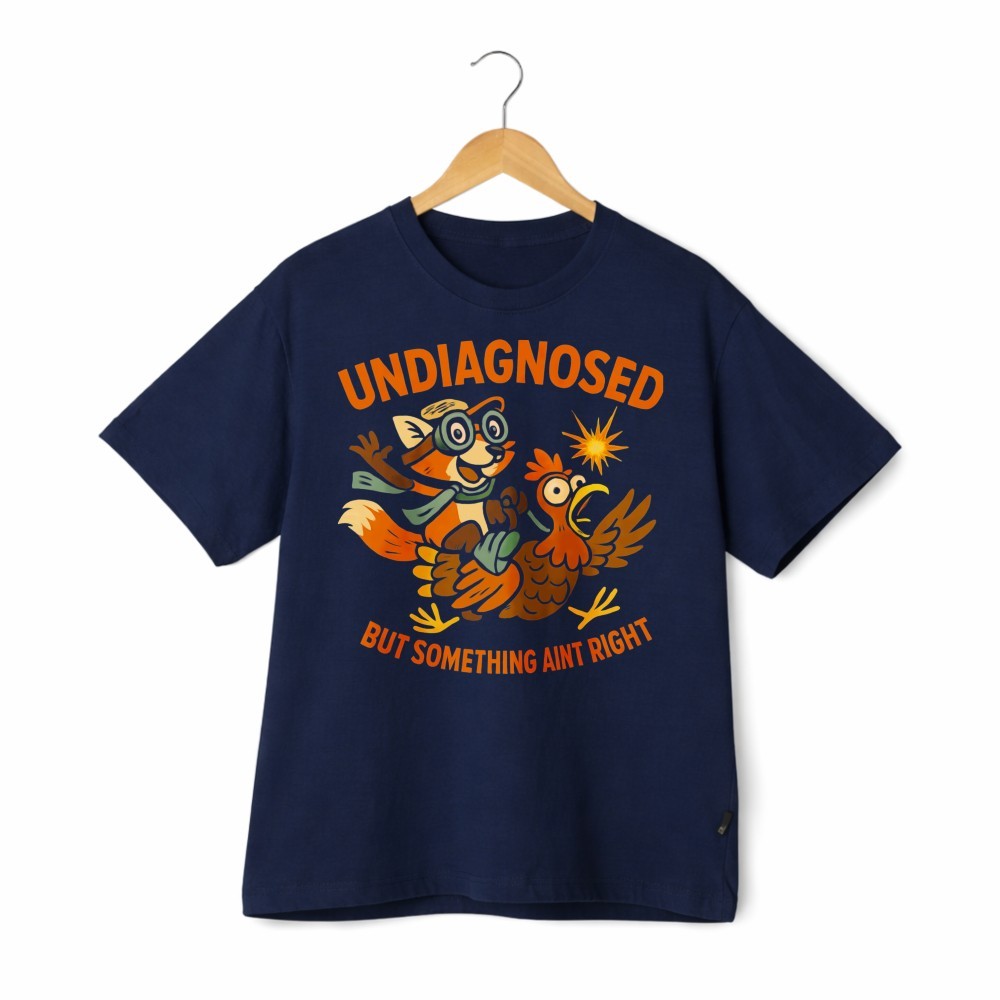 Undiagnosed But Something Ain’t Right Graphic T Shirt Fox Chicken Funny Tee