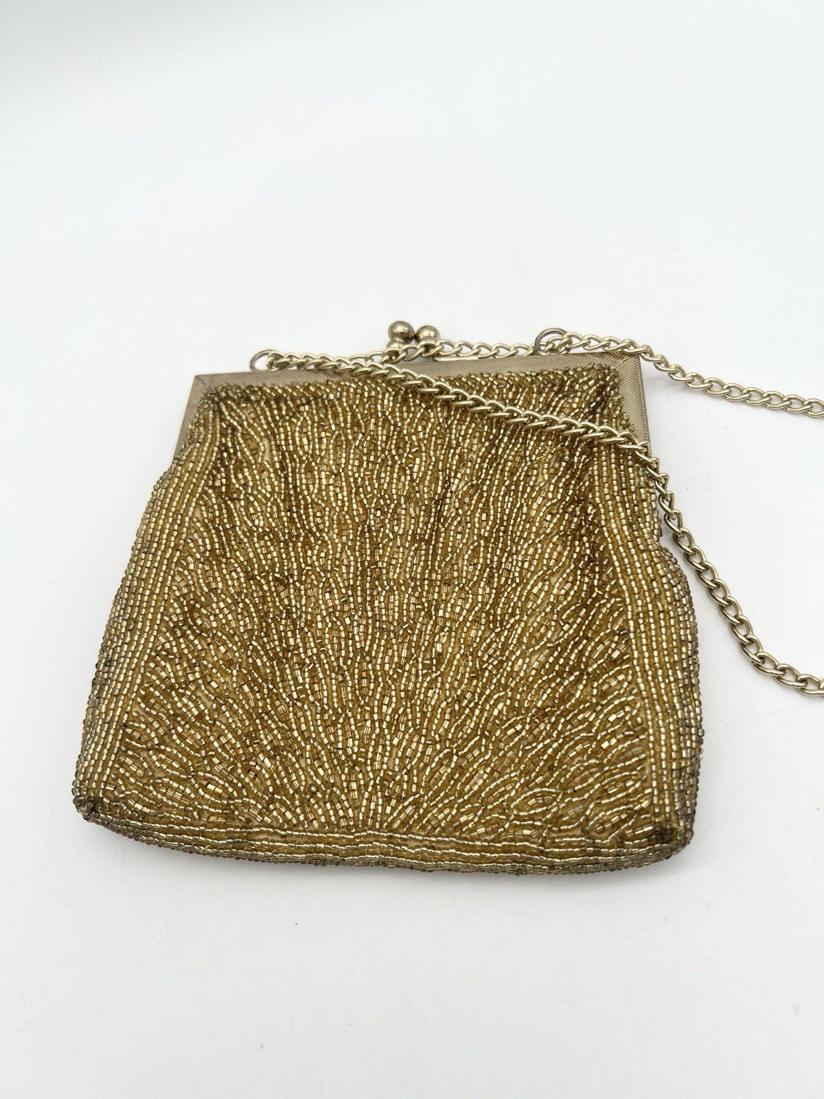 Vintage Walborg Gold Beaded Evening Purse Hong Kong Cocktail Handbag
