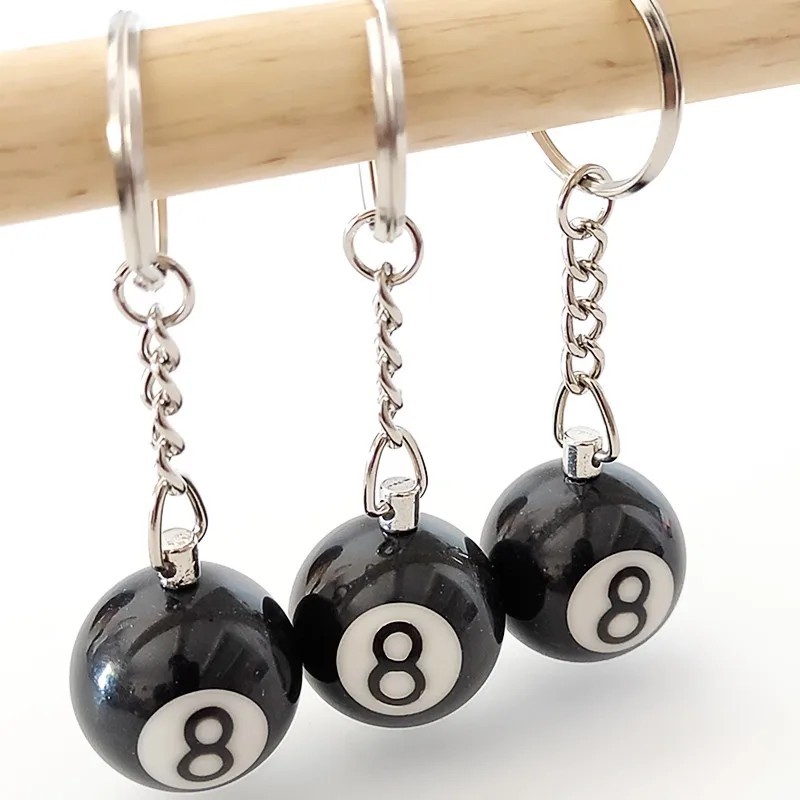 8 Ball Pool Keychain Billiards Charm Pendant Resin Key Ring Gift