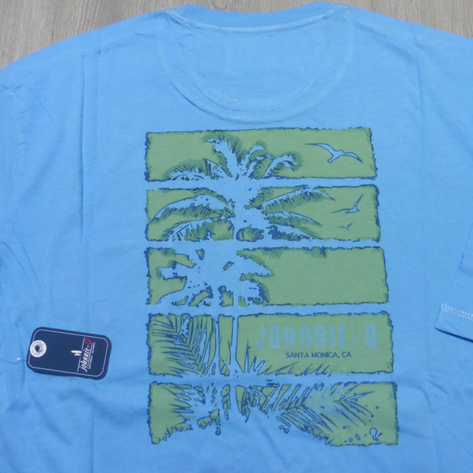 JOHNNIE O Mens S M L XL 2XL T SHIRT MALIBLU PALM PARADISE GOLF BLUE GOLF TEE