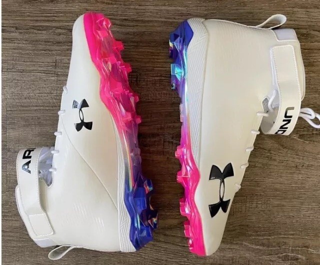 Under Armour NFL Crucial Catch Cancer Awareness Football Cleats Sz 16 3022445