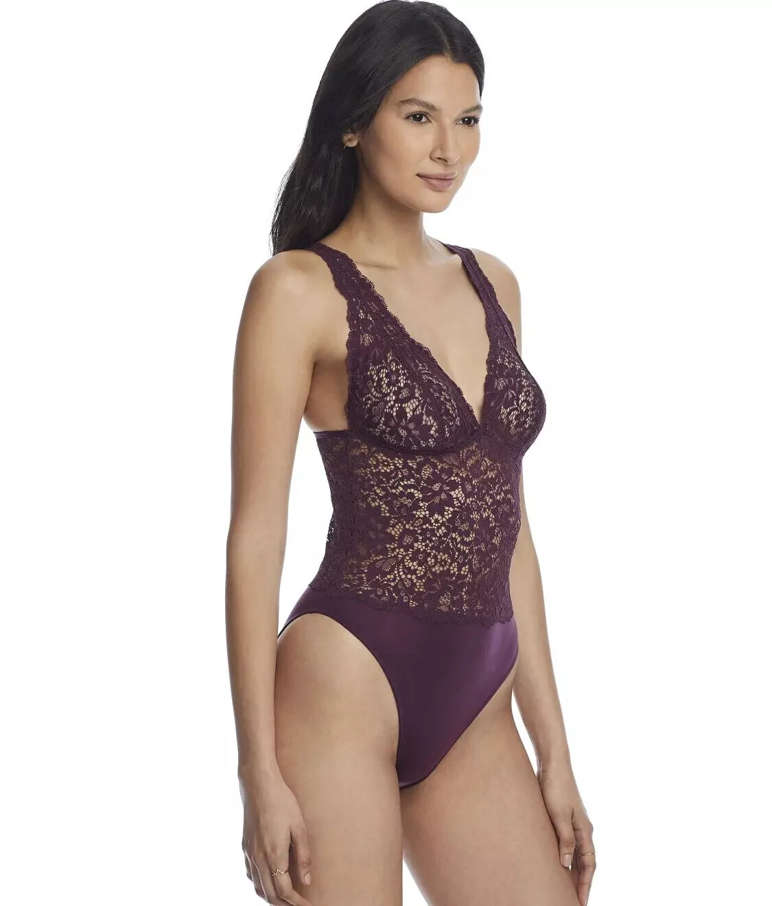 Reveal Wireless Bodysuit S M L XL 2XL 3XL Lace Plunge The Chloe Black Nectar MB