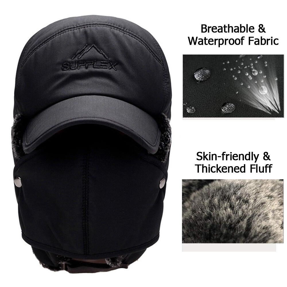 1/2 Pack Winter Ear Flap Trapper Hat with Face Mask Aviator Thermal Warm Ski Cap