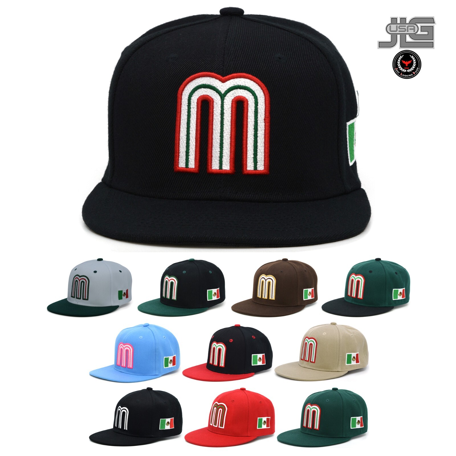 Mexico Snapback Hat Flag 3D M Embroidery Mexico Baseball Acrylic Cap NEW