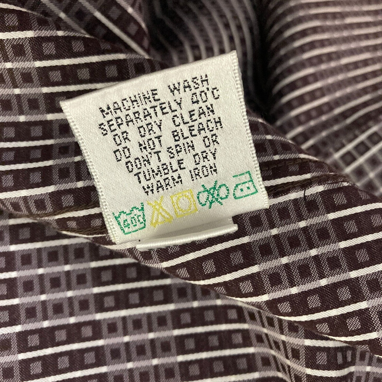 Bugatchi Uomo Shirt Mens XL Shaped Fit Brown White Small Square Geometric