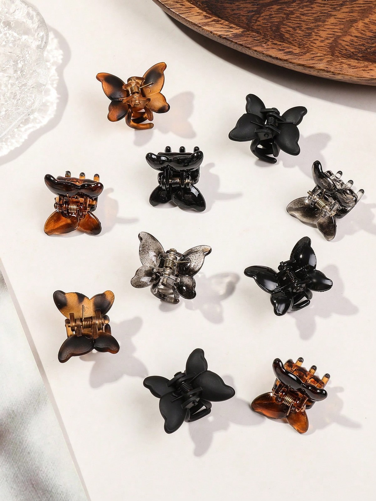 Mini Amber-Tone Butterfly Hair Clips,Simple Bangs Hair Accessories