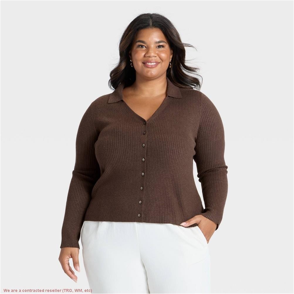 Women’s Ribbed Cardigan Sweater – A New Day Brown 3X *SEE DEAL!!!*