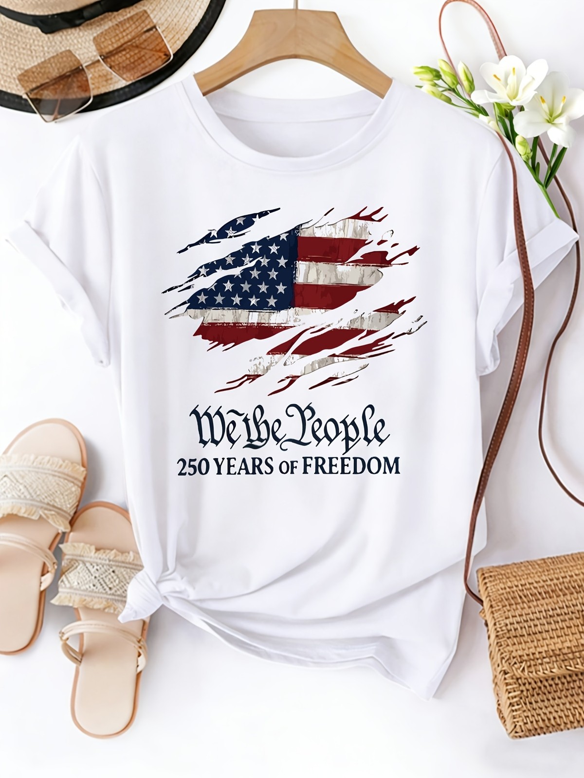 Women “We The People 250 Years of Freedom 250th”Anniversary USA T-shirt Tops ❀