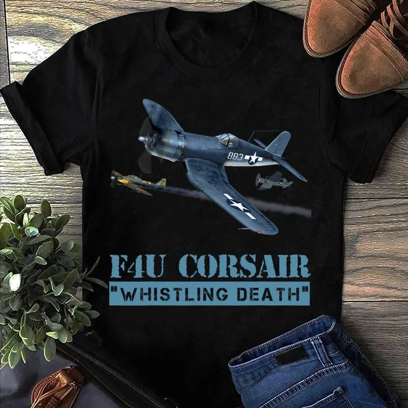 F4U Corsair Whistling Death Warbird Airplane T Shirt, Gift for Airplane Lover, A