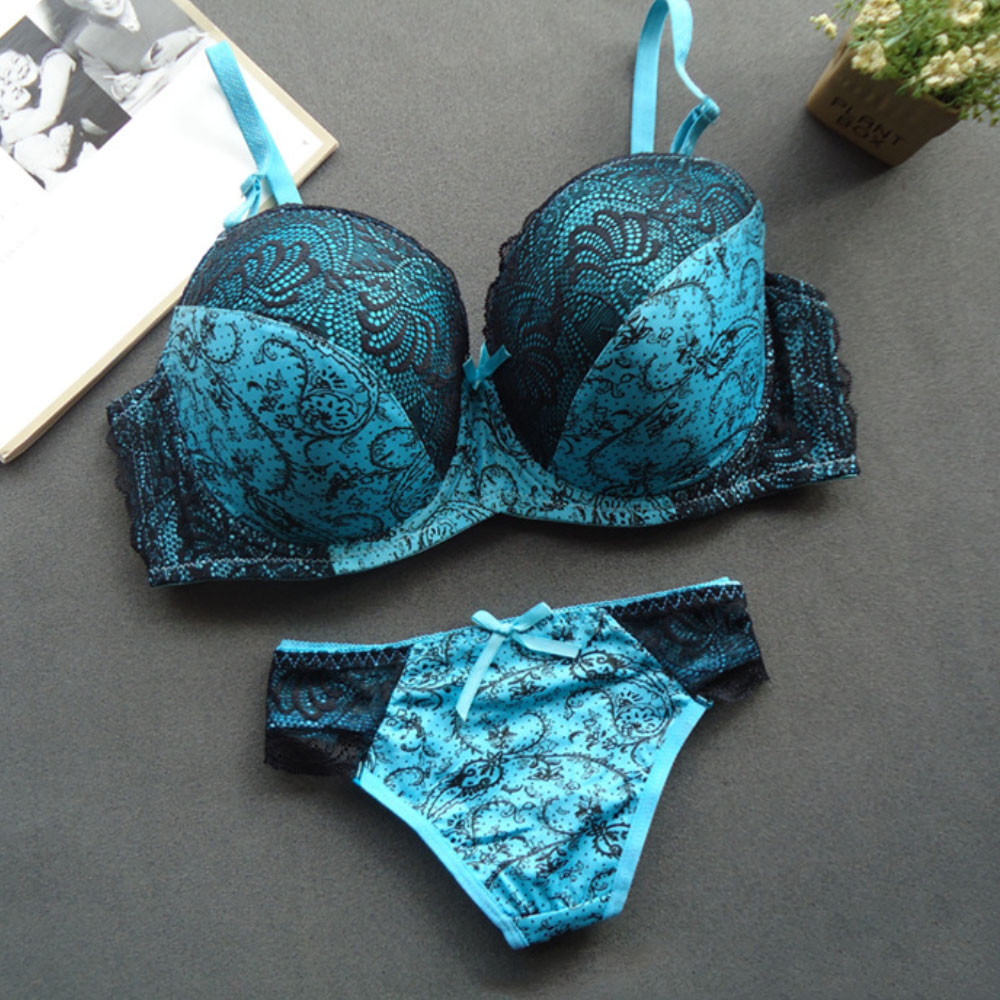 Sexy Foral Lace Push Up Bra Sets Extreme Padded Lingerie Panties Set B C D DD E