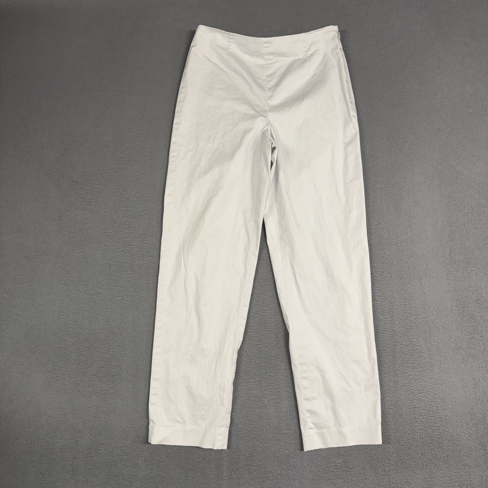 Talbots Pants Women’s 4 Beige White Straight Side Zip Stretch Cottton Blend VTG