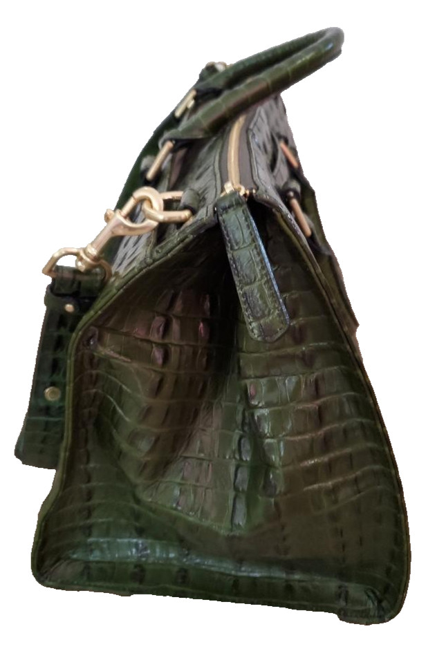 NEW Dustbag Rare Brahmin Anywhere Weekender Bag Green La Scala Tote CHARM Croc
