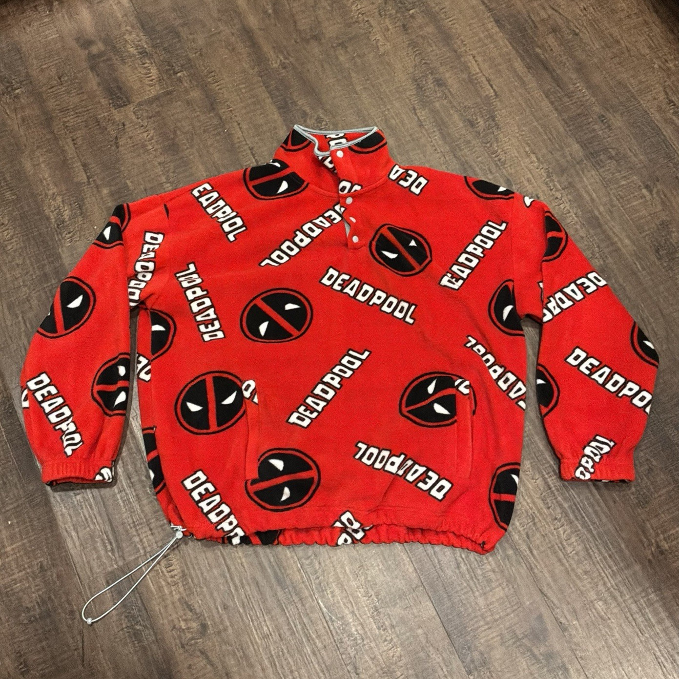 Marvel Studios Deadpool & Wolverine Red Fleece Collared Button Lounge Top S