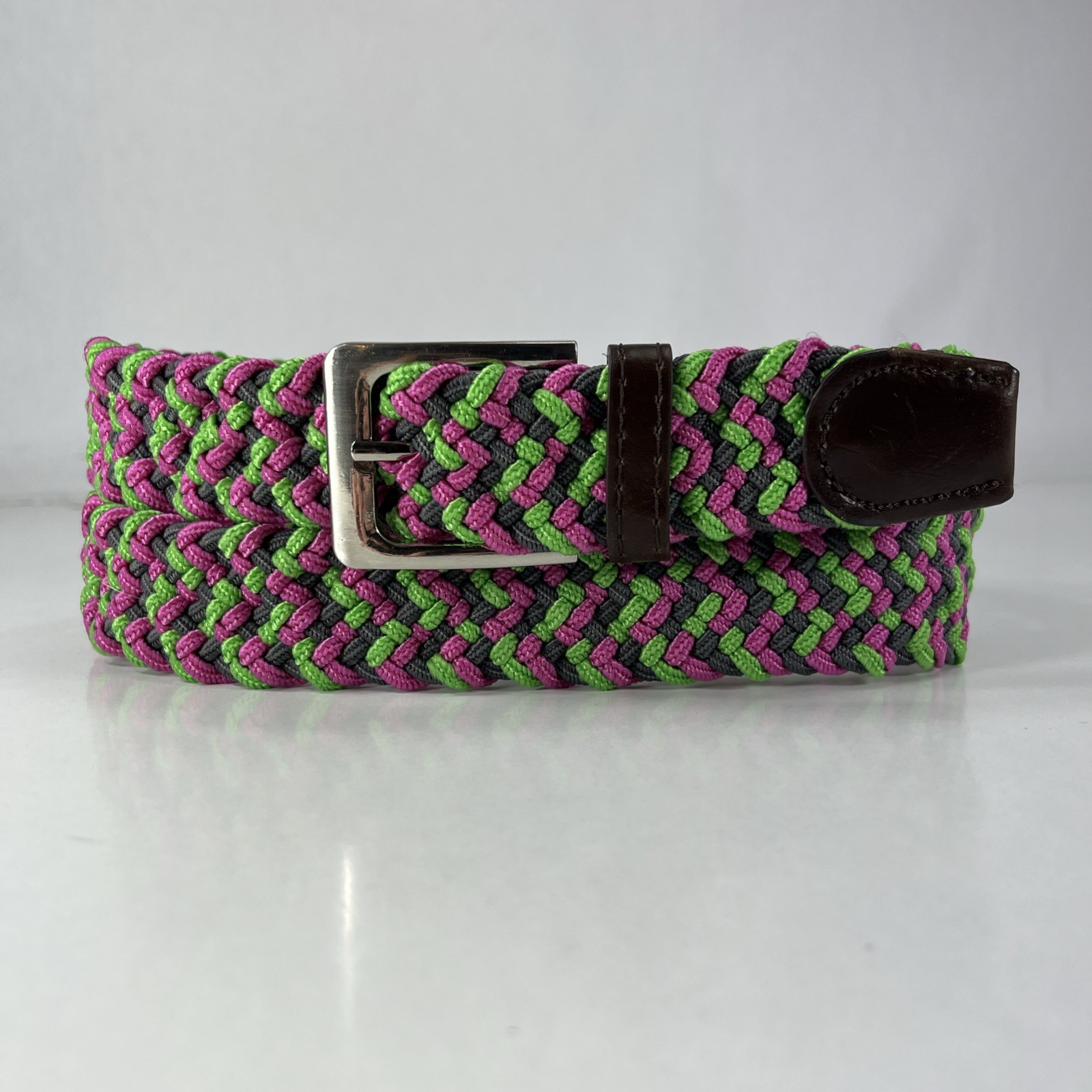 Gelante Colorful Elastic Stretchy Belt – Faux Leather Trim – Women’s Size 38