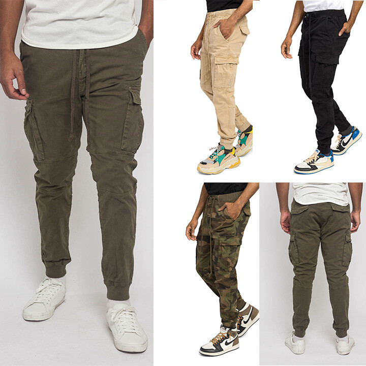 Victorious Men’s Utility Drawstring Cargo Jogger Pants JG3024EY Small ~ 5XL