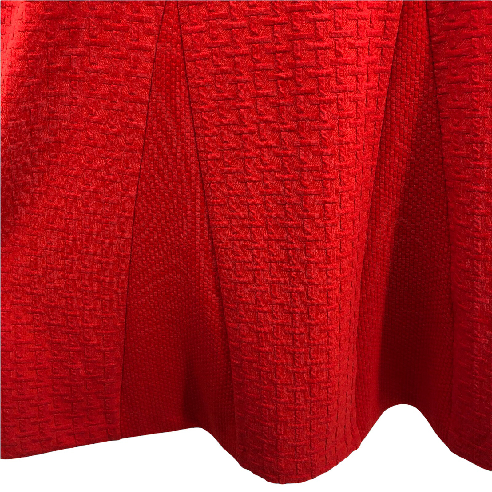 Talbots Womens Red Dress Size 14W Textured Geometric Pattern Contrast Panels