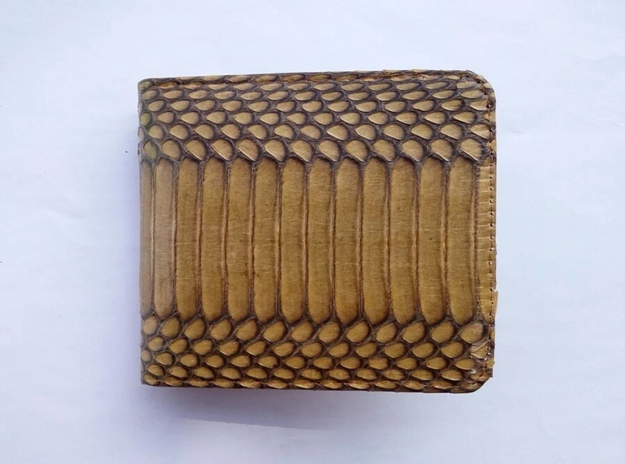 Genuine Snake Skin Leather Men’s Wallet Bifold Red Variation Color-Free Shipping