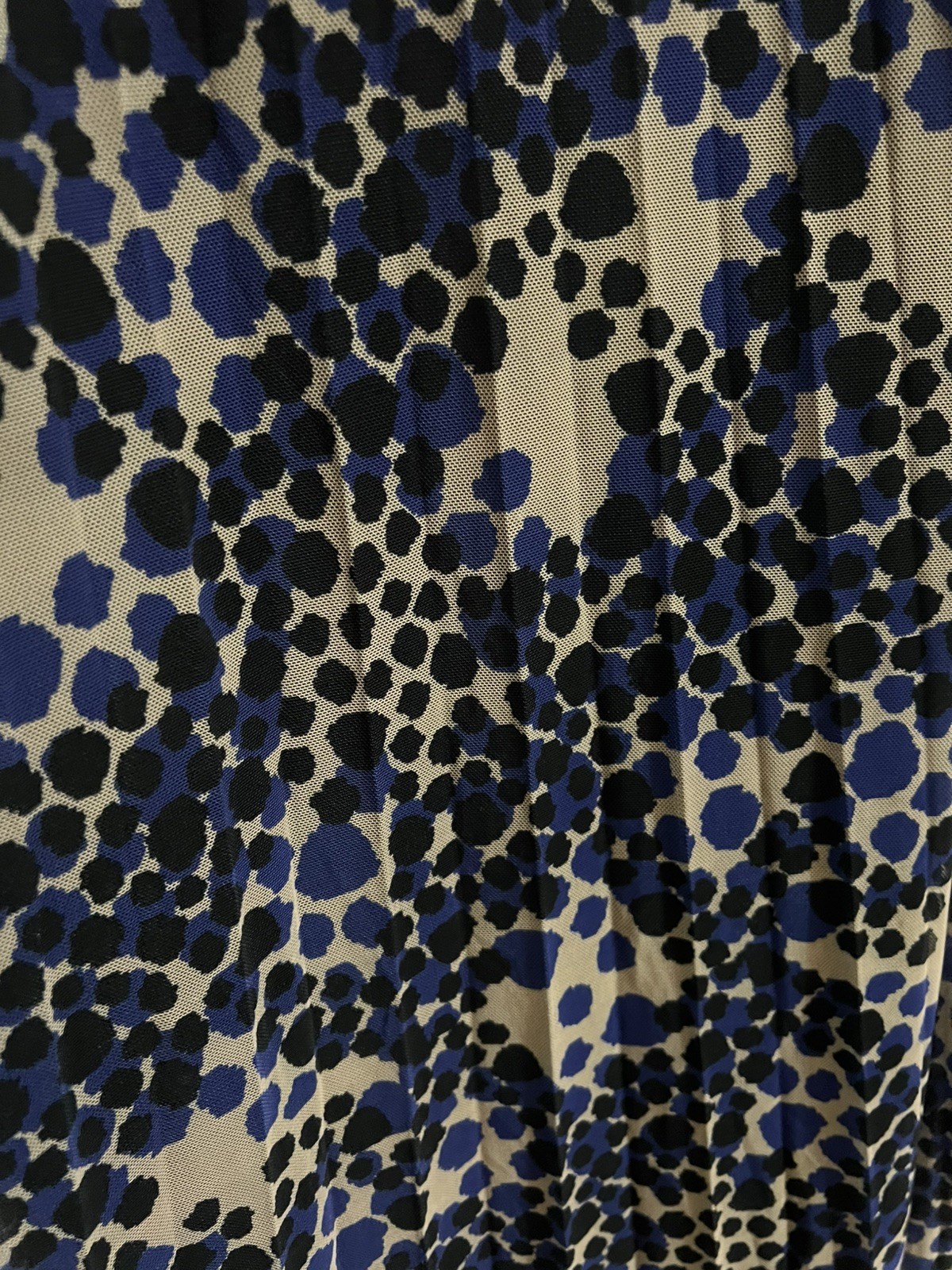 Soon Maxi Skirt Size 10 Beige Blue Black Splodge Print Mesh Lined Casual Party