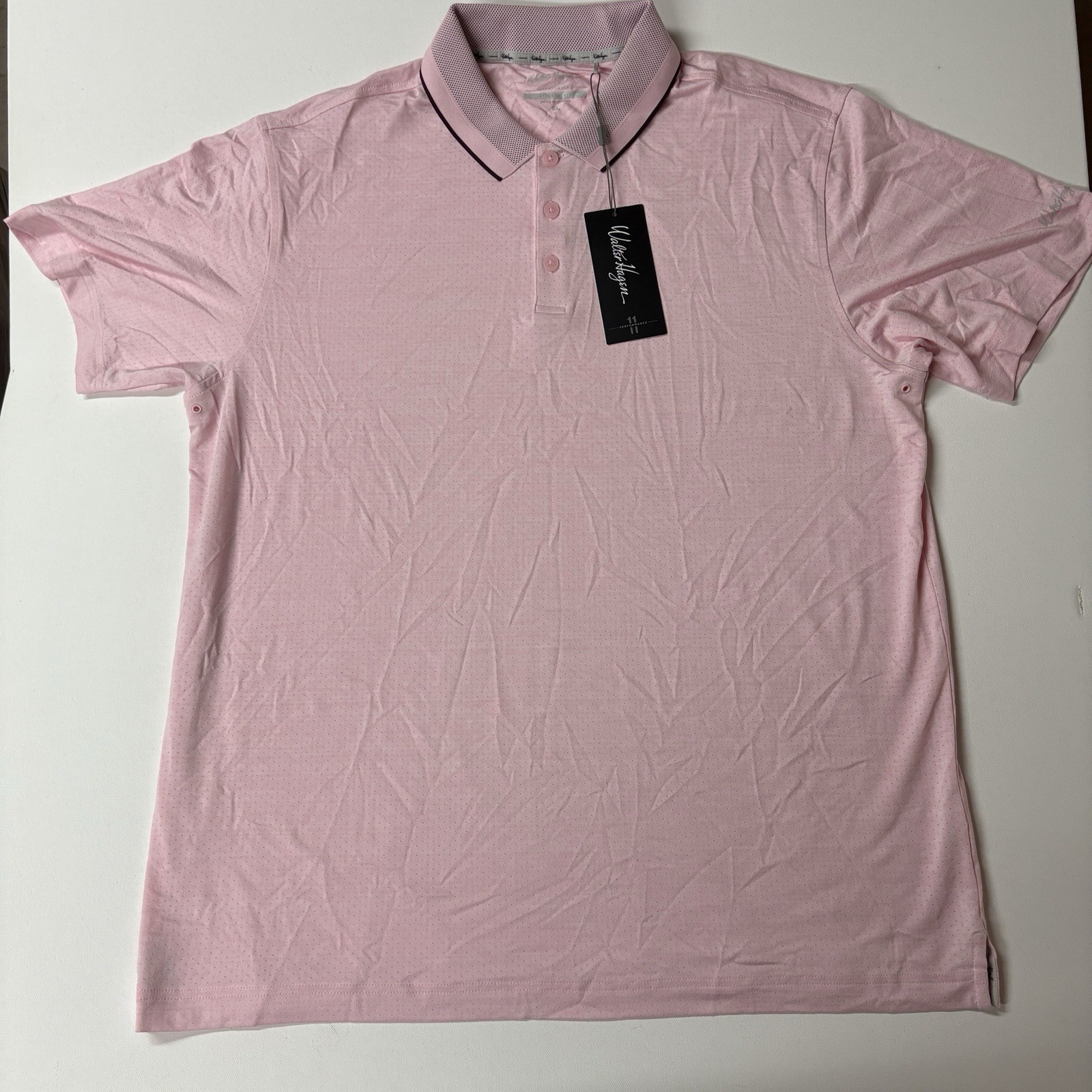 Walter Hagen Performance 11 Birdseye Pink Tulip Heather Polo Shirt Size XL NEW