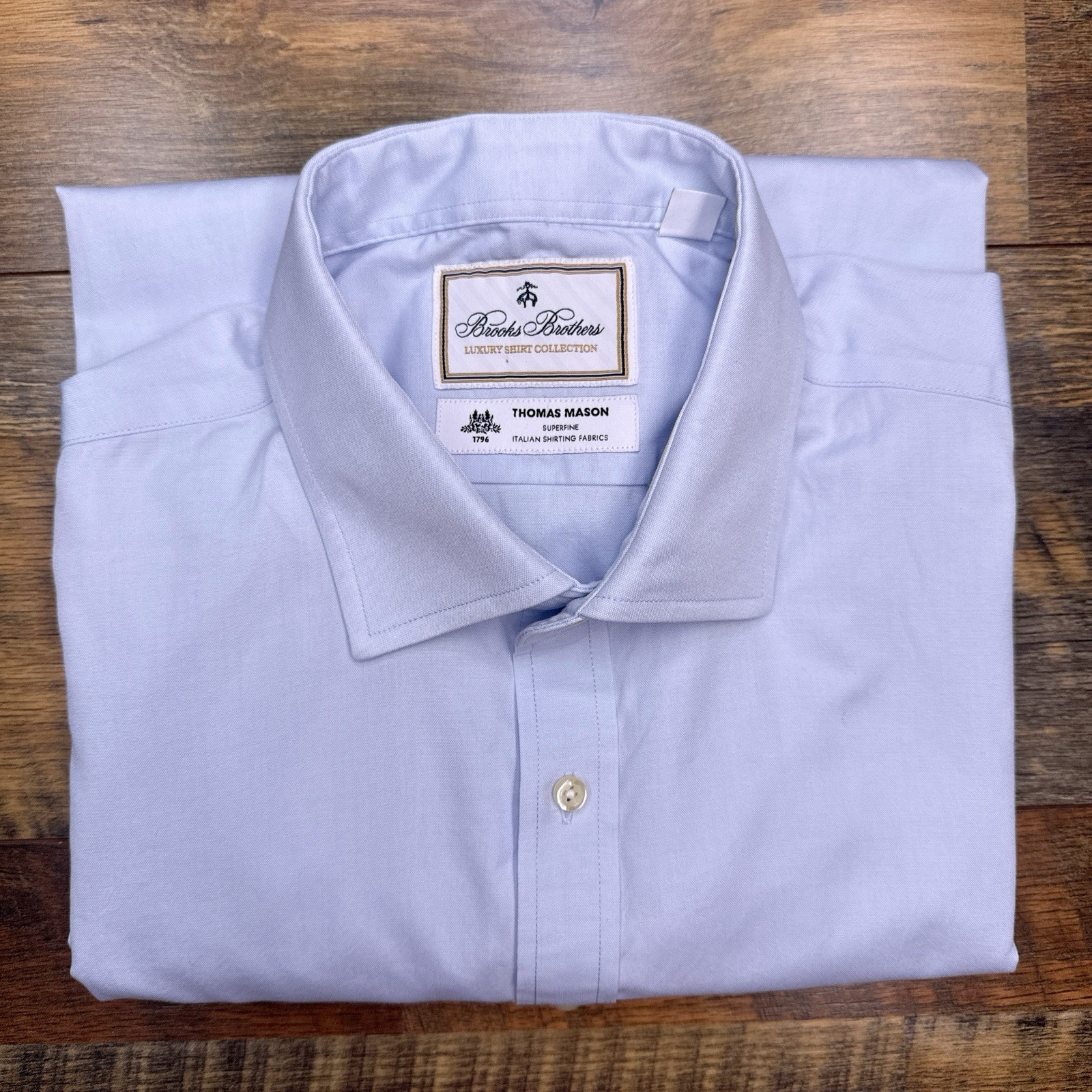 Brooks Brother Thomas Mason Shirt Mens 16.5 36 Slim Luxury Italian Button Up