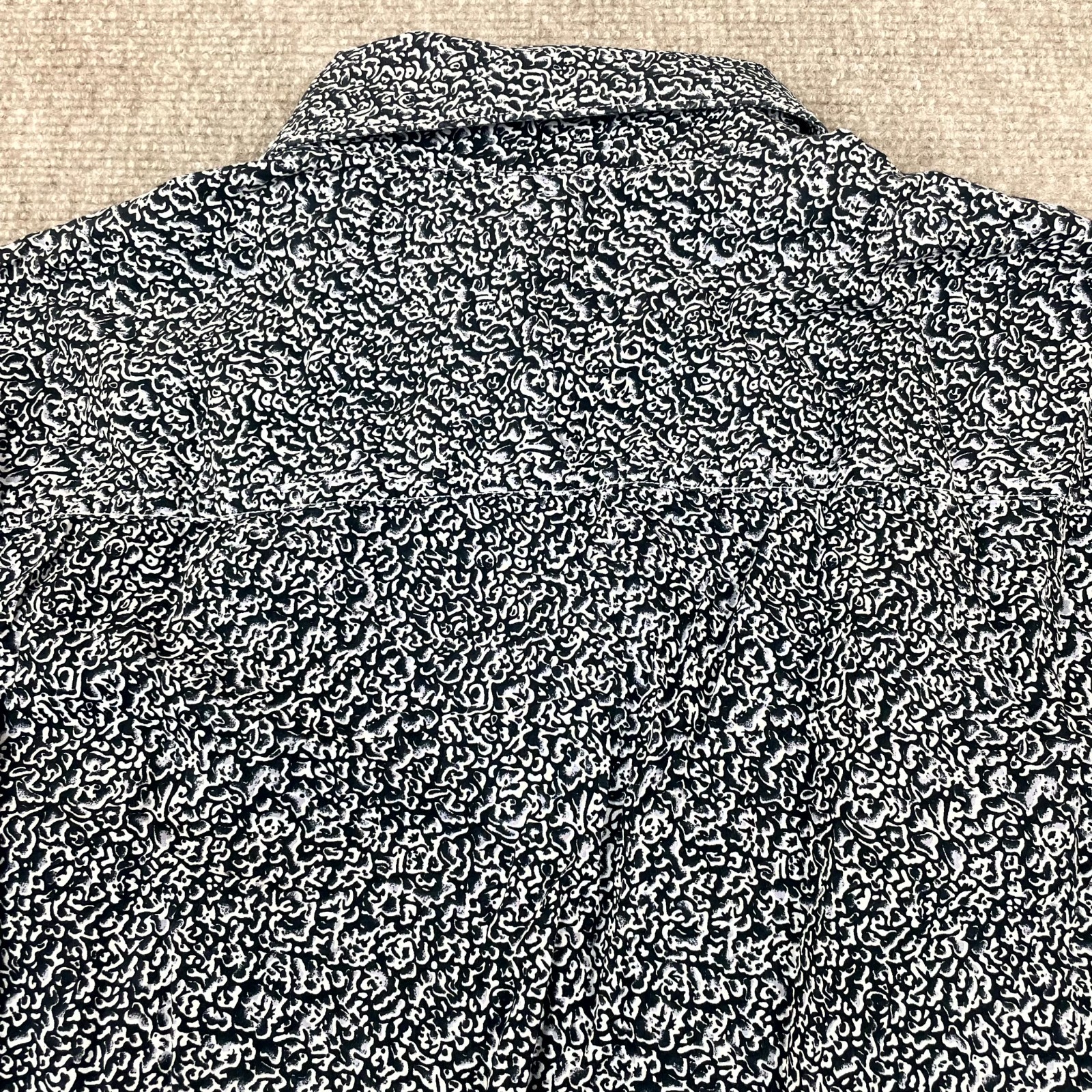 Bugatchi Uomo Shirt Men Medium Black White Geometric Shaped Fit Cotton Button Up