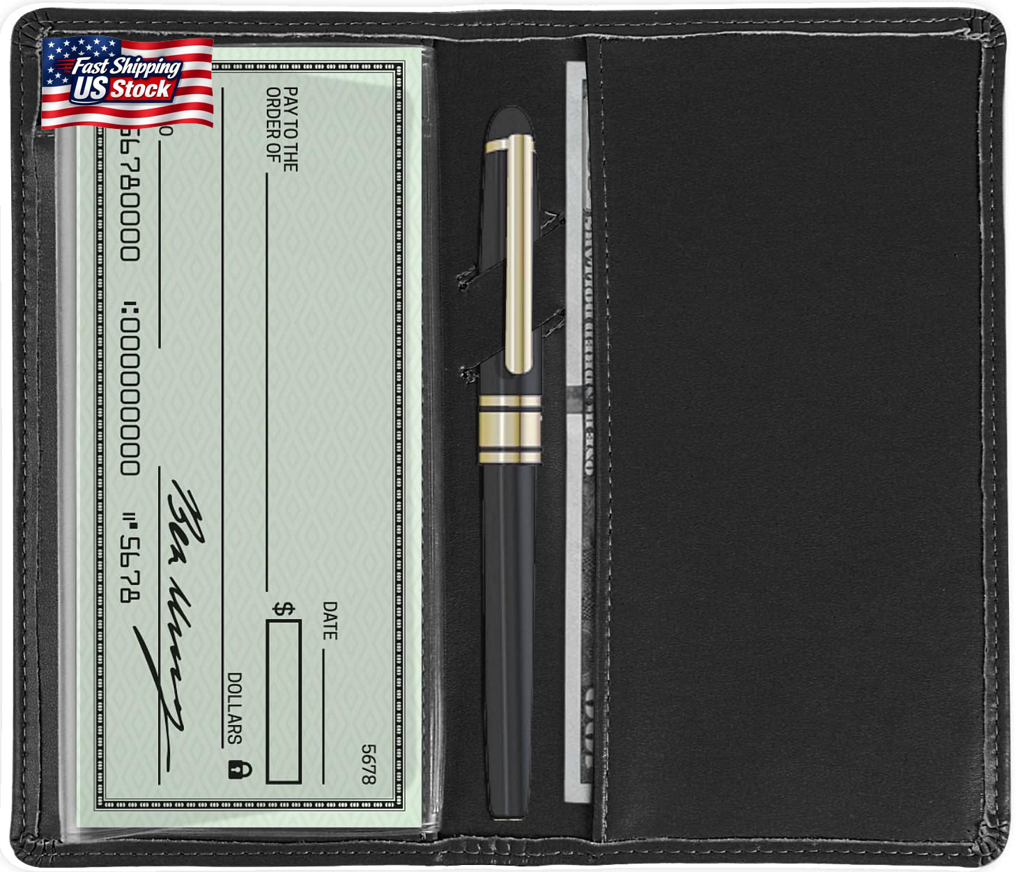 Sanlykate Leather Checkbook Cover for Men and Women, Check Book Case Card Holder