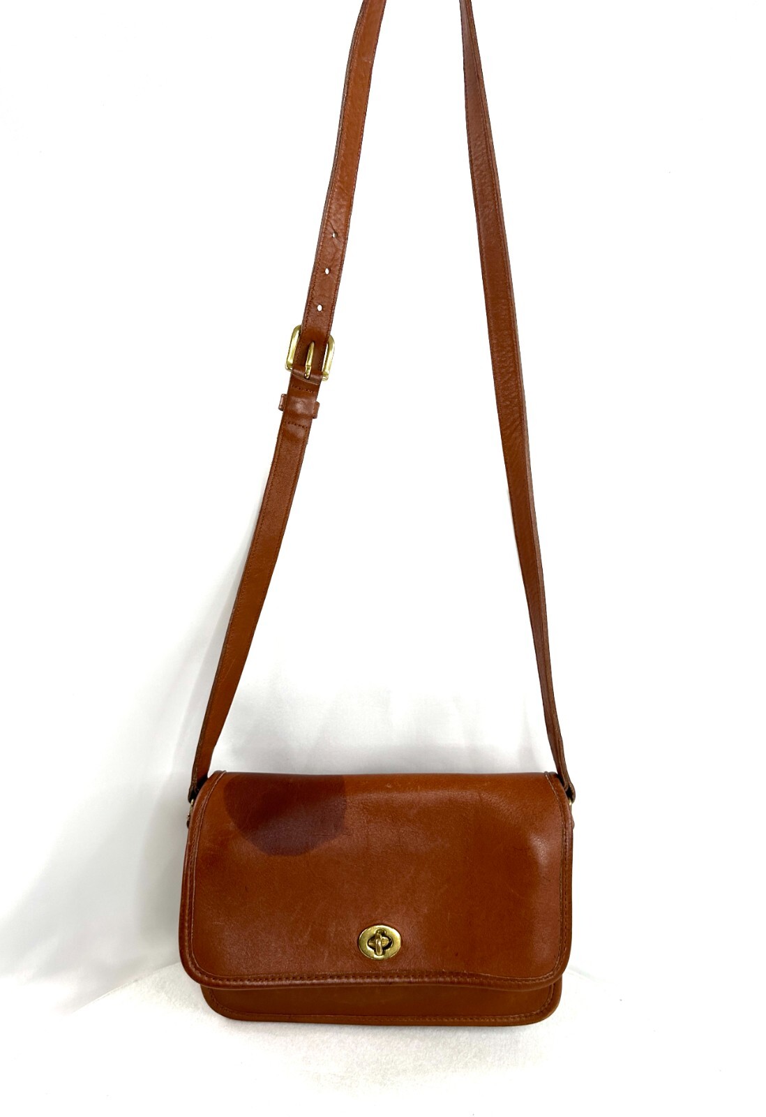 Coach 9850 Compartment Mahogany Leather Shoulder Bag Stamped Irregular Very Rare