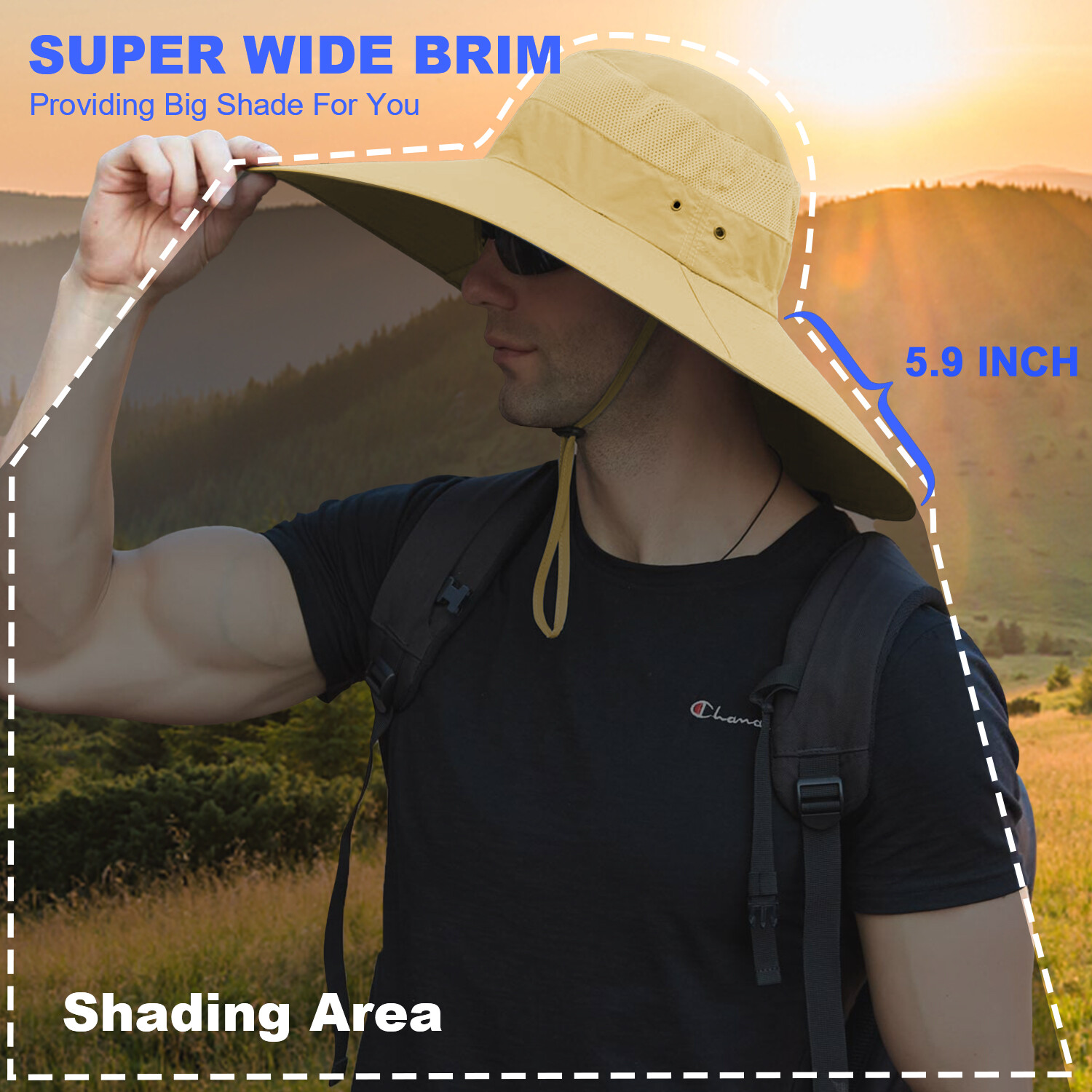 Wide Brim Sun Hat Breathable Bucket Cap Summer Fishing UV Protection Men Women
