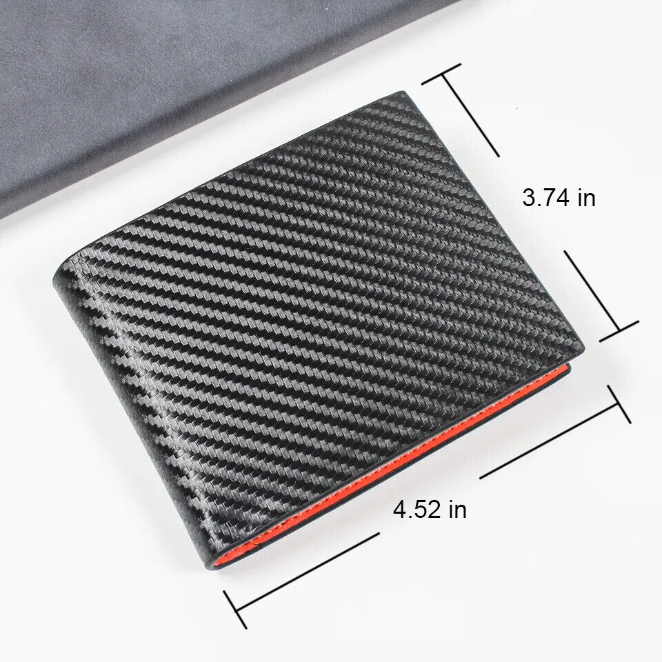 Men’s Carbon Fiber Leather Wallet RFID Blocking Slim Bifold Credit Card Holder