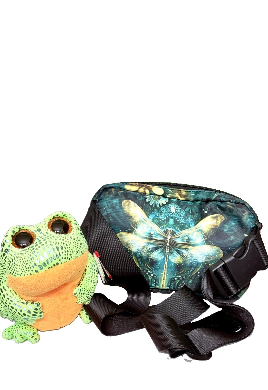 Turquoise Green Gold Dragonfly Fanny Pack Belt Bag