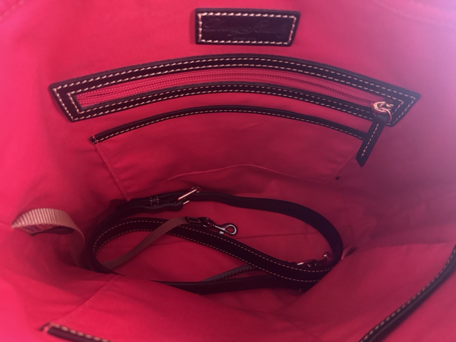 Dooney & Bourke Black Multicolor Logo Zip Satchel Top Handle Detachable Strap