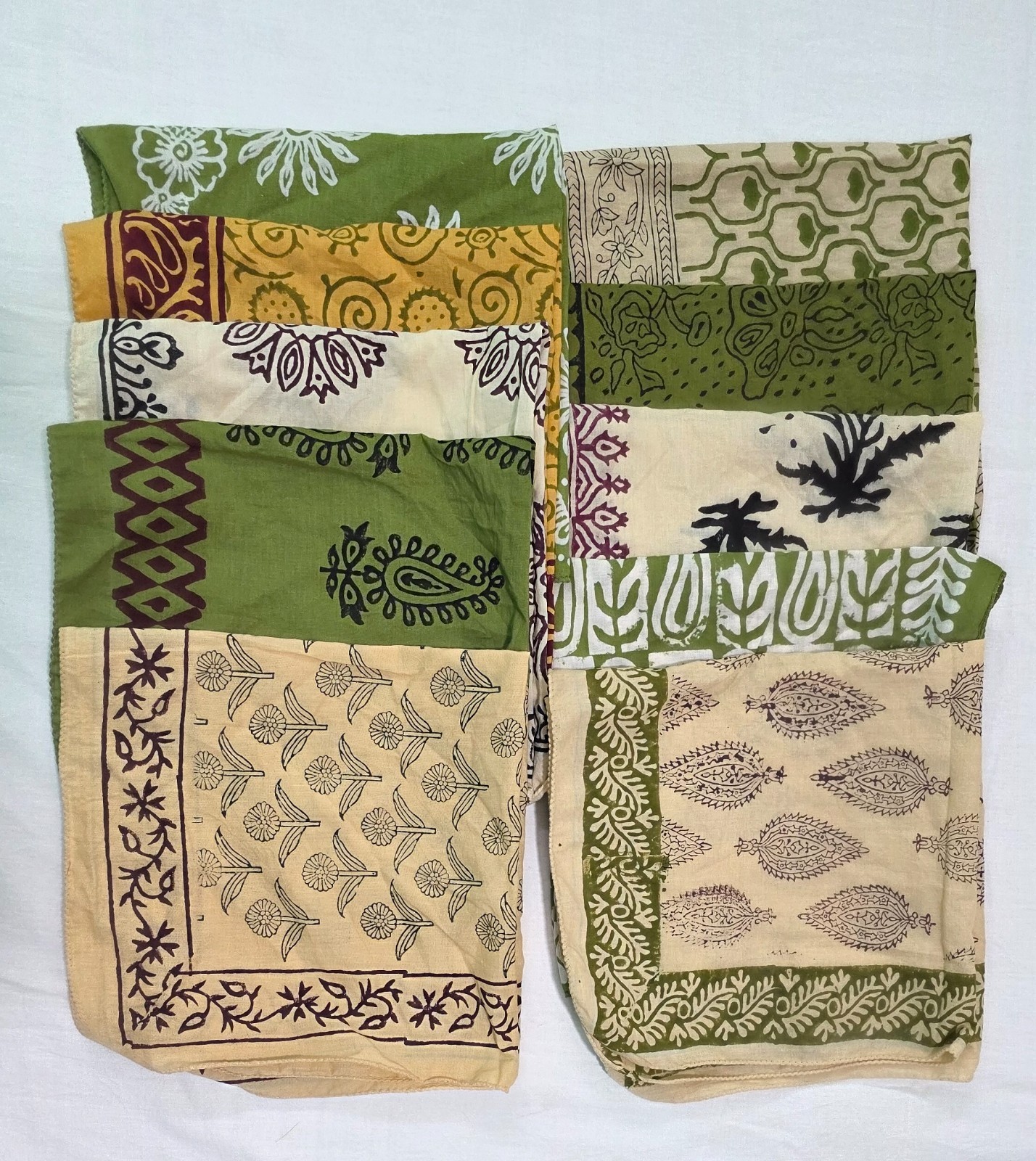 10 Pieces Set Bandana Block Print Bandana Georgette Pattern 21″x21″ Big Scarf