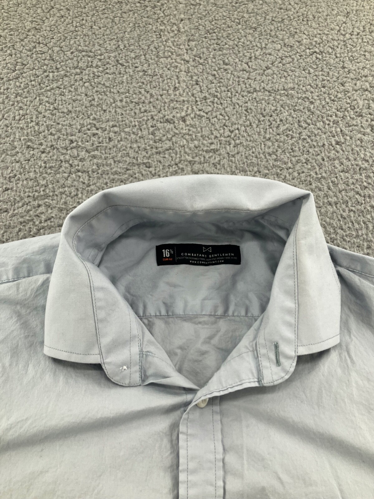 Combatant Gentlemen Shirt Mens 16.5 Gray Slim Fit Button Up Long Sleeve Adult