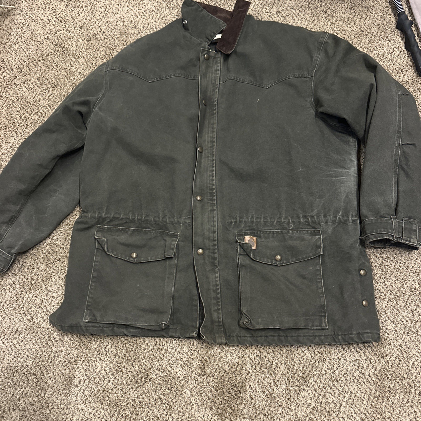Carhartt Men’s 2XL Green Duck Canvas Jacket, LINED.