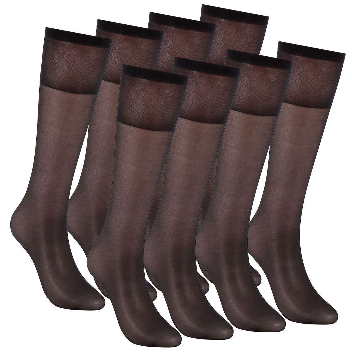 4 Pairs 20D Stretchy Knee High Stockings Nylon Leg Elegant Trouser Socks Women
