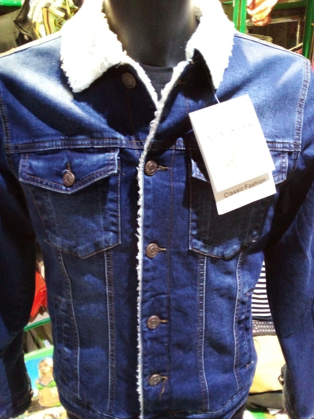Men’s slim XL chest padded jeans jacket cm 100 ecolana