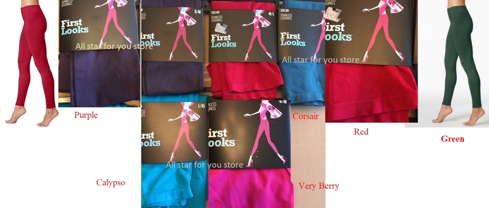 First Looks Women’s Leggings Leggings Seamless Solid Leggings S/M ,M/L ,L/XL 2X