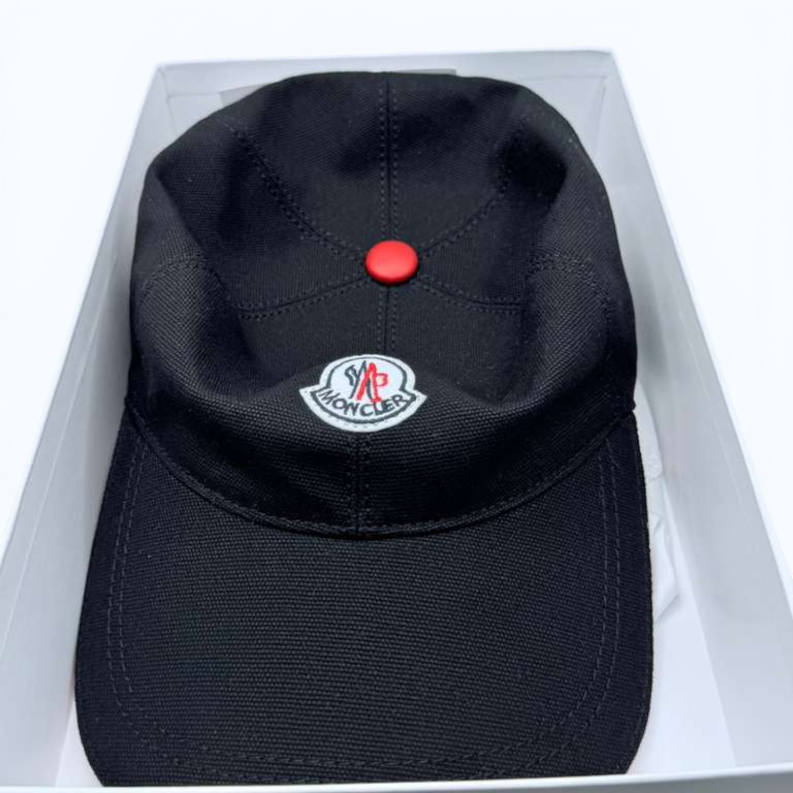 Classic Moncler Black & Red Adjustable Baseball Cap Luxury Casual Designer Hat
