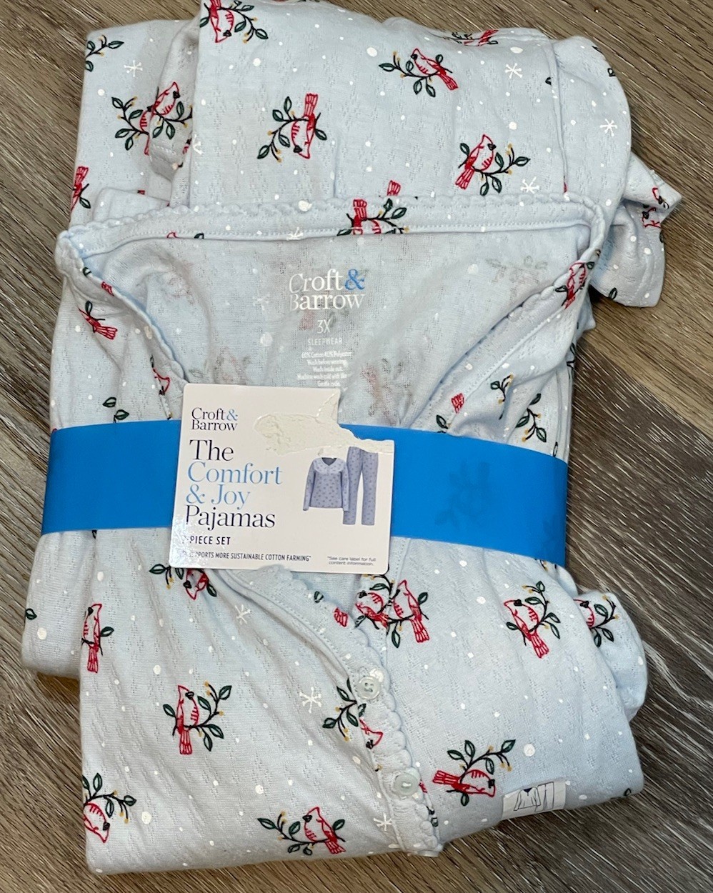 NEW Croft Barrow pajamas set Womens sz 3X Cardinal snowflake pockets holiday