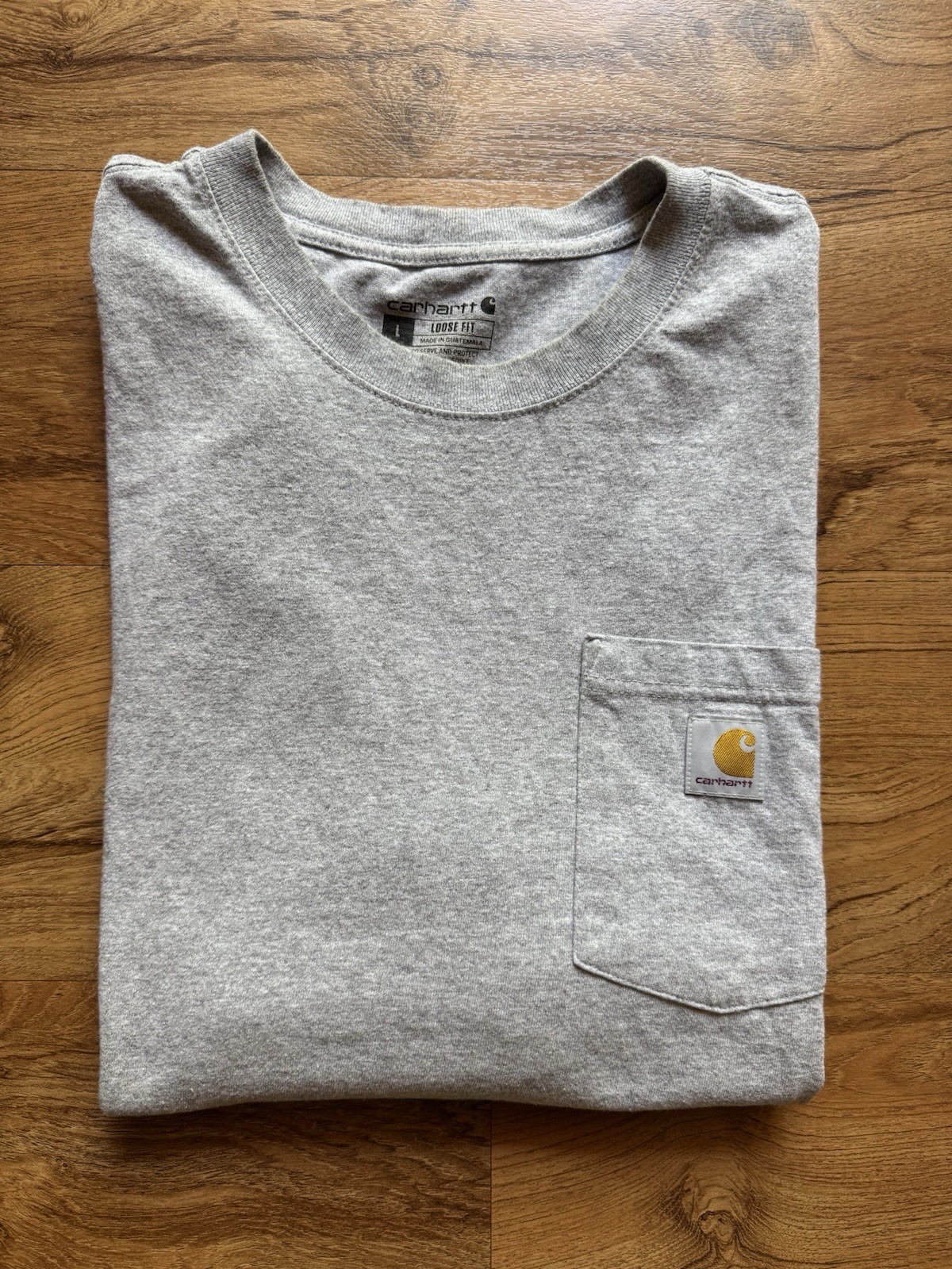Carhartt K87-M Loose Fit Pocket T-Shirt Crew Neck Short Sleeve, Gray, Size L