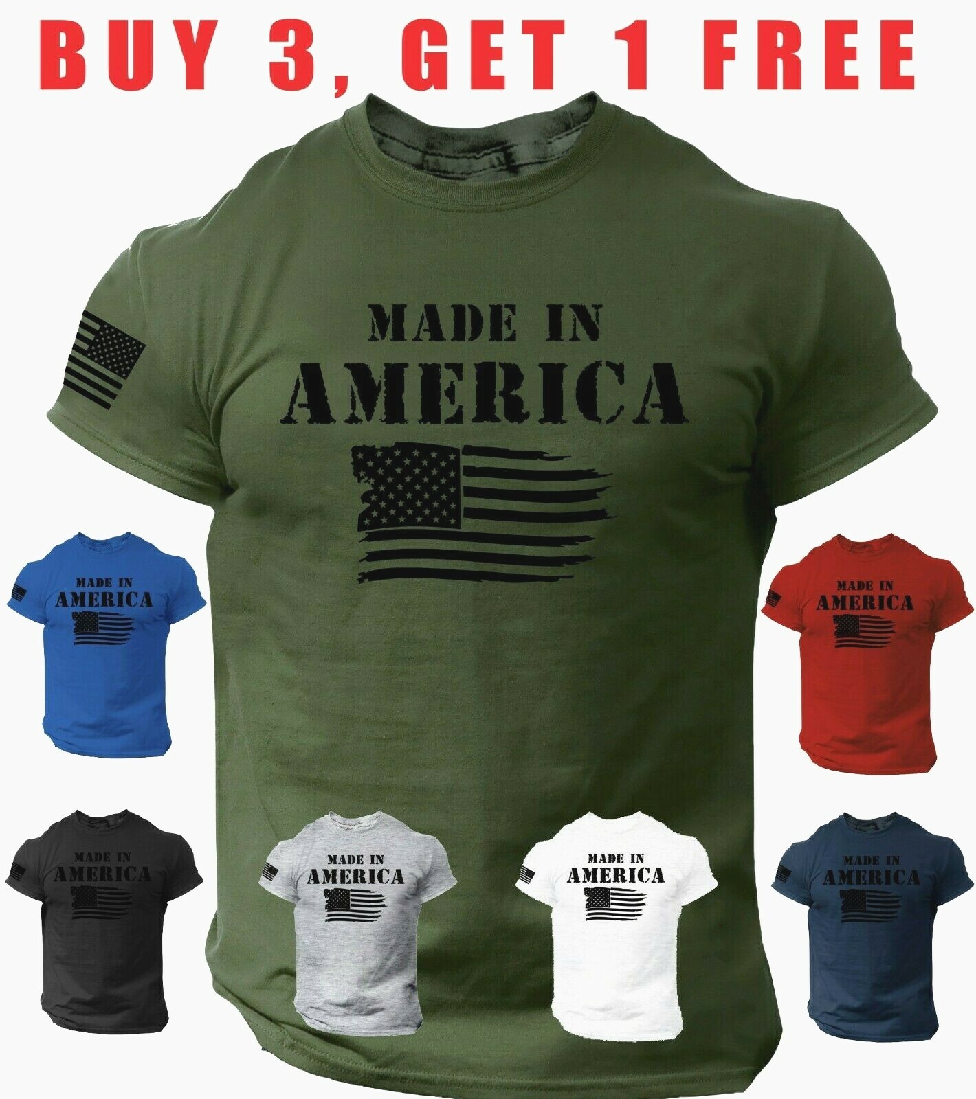 USA flag T Shirt Made in America Distressed Military Patriotic Tee Shirt S-3XL
